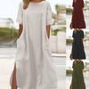 Women's Casual Loose Cotton and Linen Dress