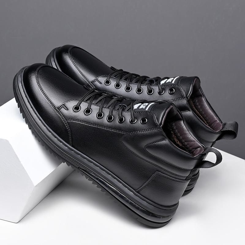 Fashion Autumn Winter Platform Velvet High-top Sneakers Men Designer Soft-soled Cow Leather Shoes Male Fashion Causal Men's Shoes Boots
