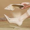 H6338-6 Sheepskin Pad Summer High Heels Women's Pointed Head Side Empty Spring Single Shoes Shallow Mouth Thin Heel Niche Fashion Shoes