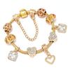 Gold Heart Rhinestone Beaded Bracelet for Women
