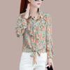 Women Elegant Print Chiffon Blouse Spring Summer Casual Long Sleeve Loose Shirt Office Lady Sweet Tops