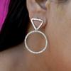 925 Silver Hoop Stud Earrings Women Jewelry, Sterling Silver Geometric Hammered Open Circle Earrings