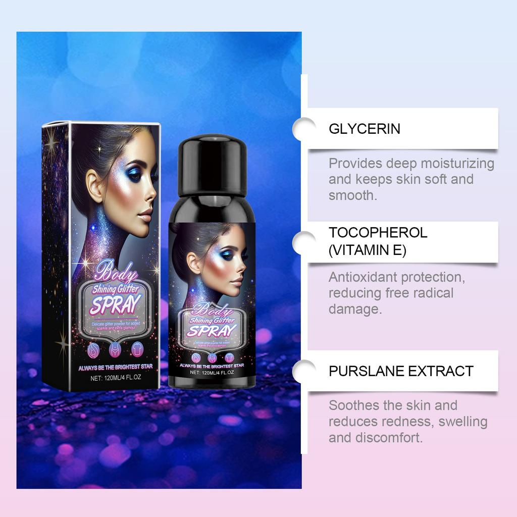 Body Flash Highlighter Spray Natural Stereoscopic Long-lasting Brightening Glitter 120ml