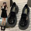 Small Leather Shoes Women's Summer Black Hundred To Increase The Height of Thick-soled Lefou Shoes Retro Butterfly Single Shoes