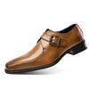 New Pointed Toe Leather Business Formal Leather Shoes Men's Buckle Office Wedding Gentleman Munch Shoes H840
