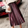 Women Midi Skirt Elastic High Waist Solid Color Loose Fit Long Skirt