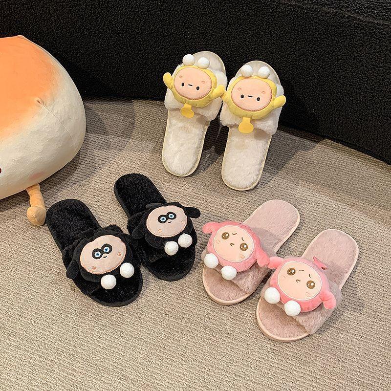 Non-slip Indoor Out Soft-soled Cotton Slippers 2025 Autumn and Winter New Cute Cartoon Slippers Women's Home Slippers