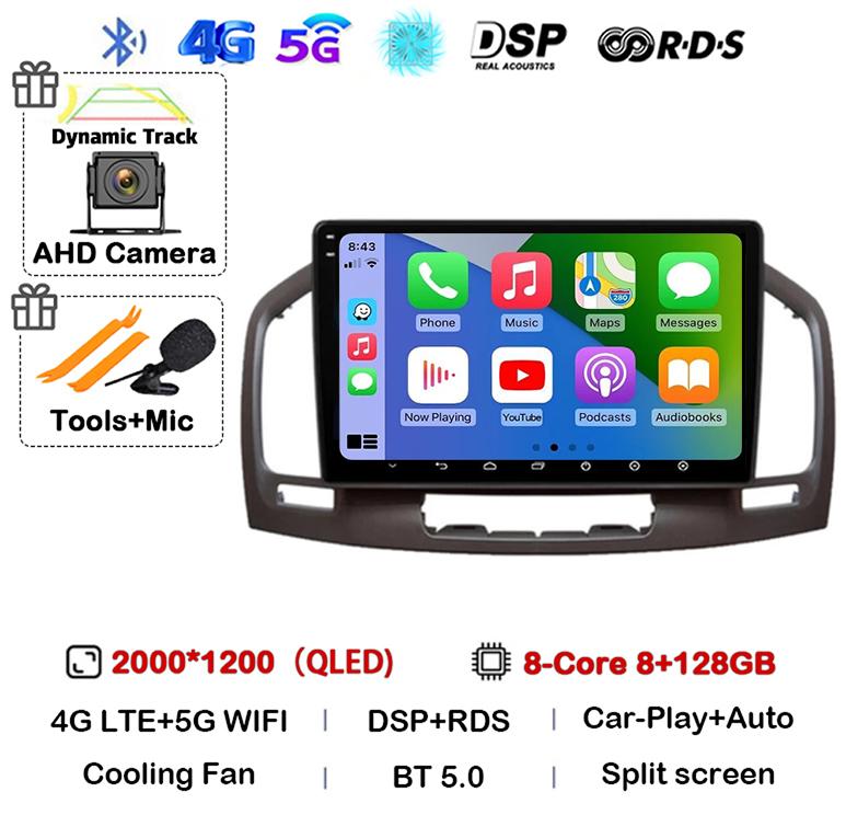 Android 14 Carplay Auto WIFI+4G Car Radio For Buick Regal For Opel Insignia 2009 2010 2011 2012 2013 Multimidia Video Player GPS