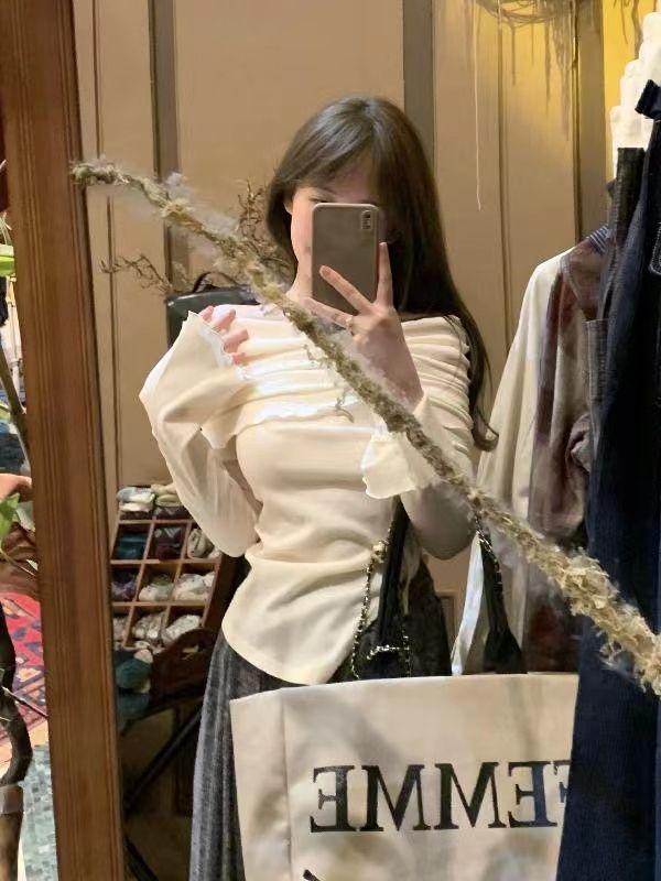 Women's One-Shoulder Irregular Tie Long-Sleeve Slim-Fit Sun Protection Top