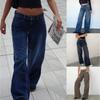 Straight Leg Mid Waisted Jeans For Women Casual Hem Jeans Casual Pants