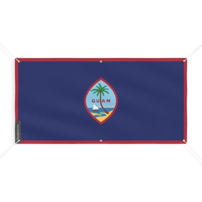 Bannière Drapeau De Guam - PIXELFORMA - 6 Oeillets 200x400cm - Polyester Durable - Transfert Thermique Numérique