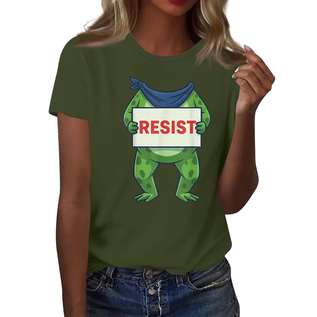 Women's Printed Round Neck Short Sleeve Top