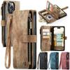 CaseMe Flip Leather Phone Case For iPhone 17 Pro Max 16 Plus 15 14 13 12 11 XS XR X Samsung S25 FE S24 Ultra S23 S22 S21 S20 Zipper Wallet Cards Cover