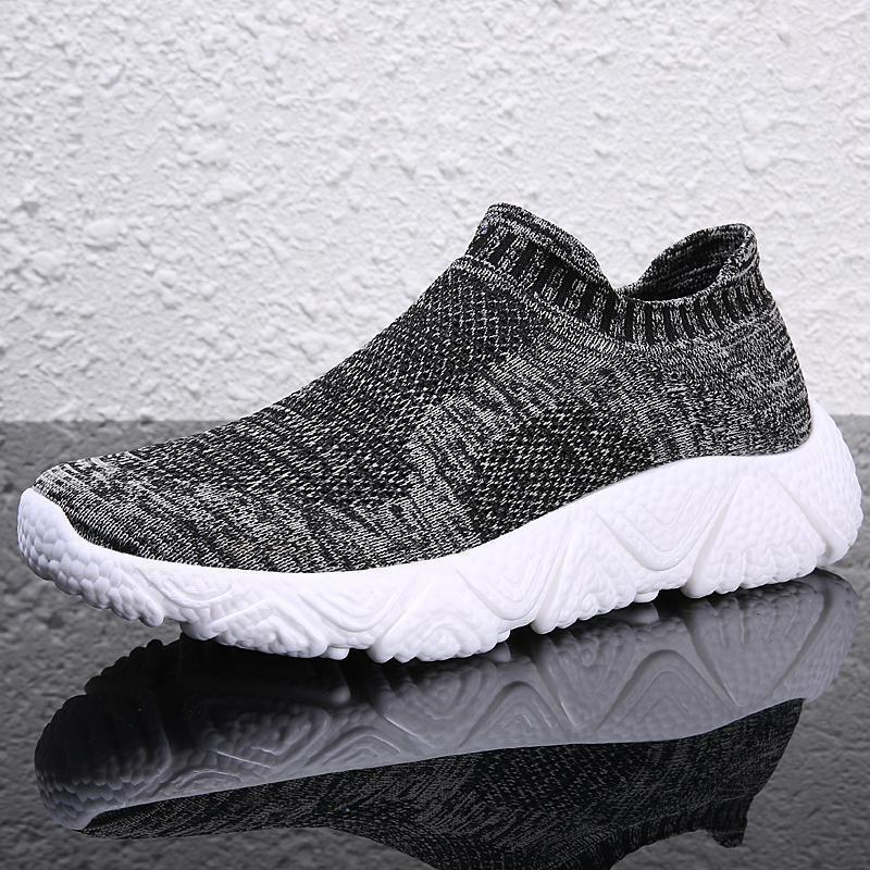 Large Size Popcorn Sole Fly-woven Mesh Breathable Sports Casual Running Shoes Socks Men's Shoes