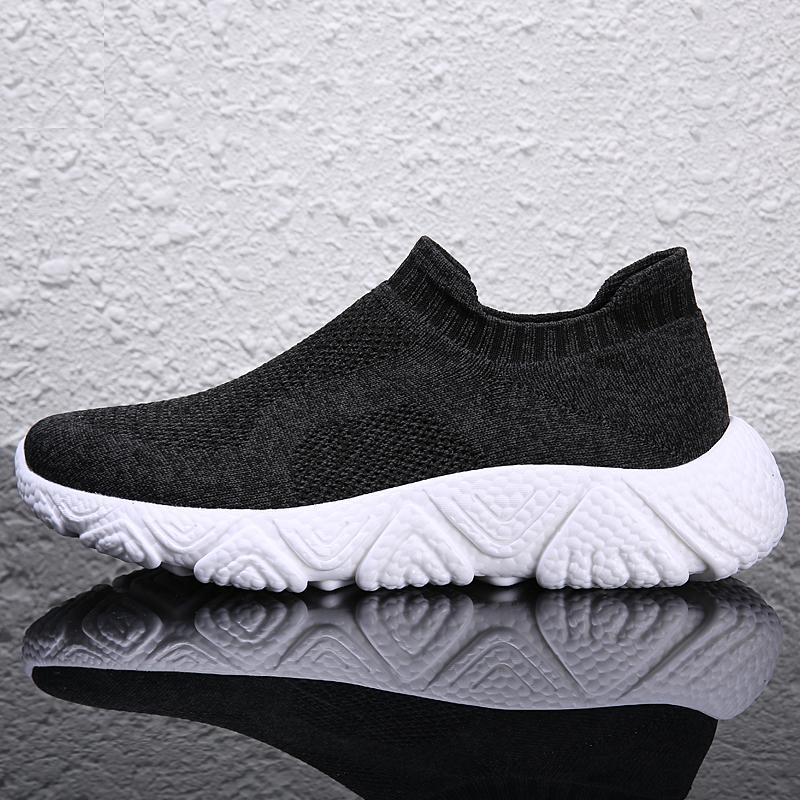 Large Size Popcorn Sole Fly-woven Mesh Breathable Sports Casual Running Shoes Socks Men's Shoes
