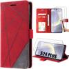 Case - Efconnection - for Samsung Galaxy S24 Plus - Elegant Leather Effect - Red - 2 Tempered Glasses