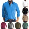 Men's Solid Color Button Lapel Long Sleeve Top Men's Casual Fashion Long Sleeve Top