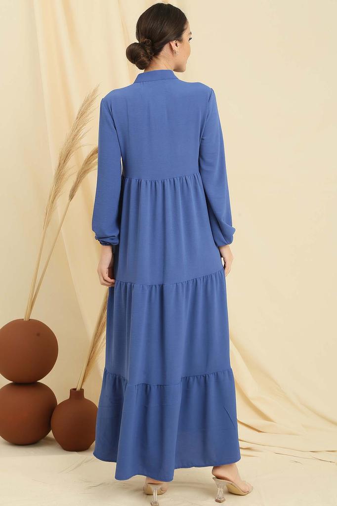 Collar Lace-up Long Hijab Dress