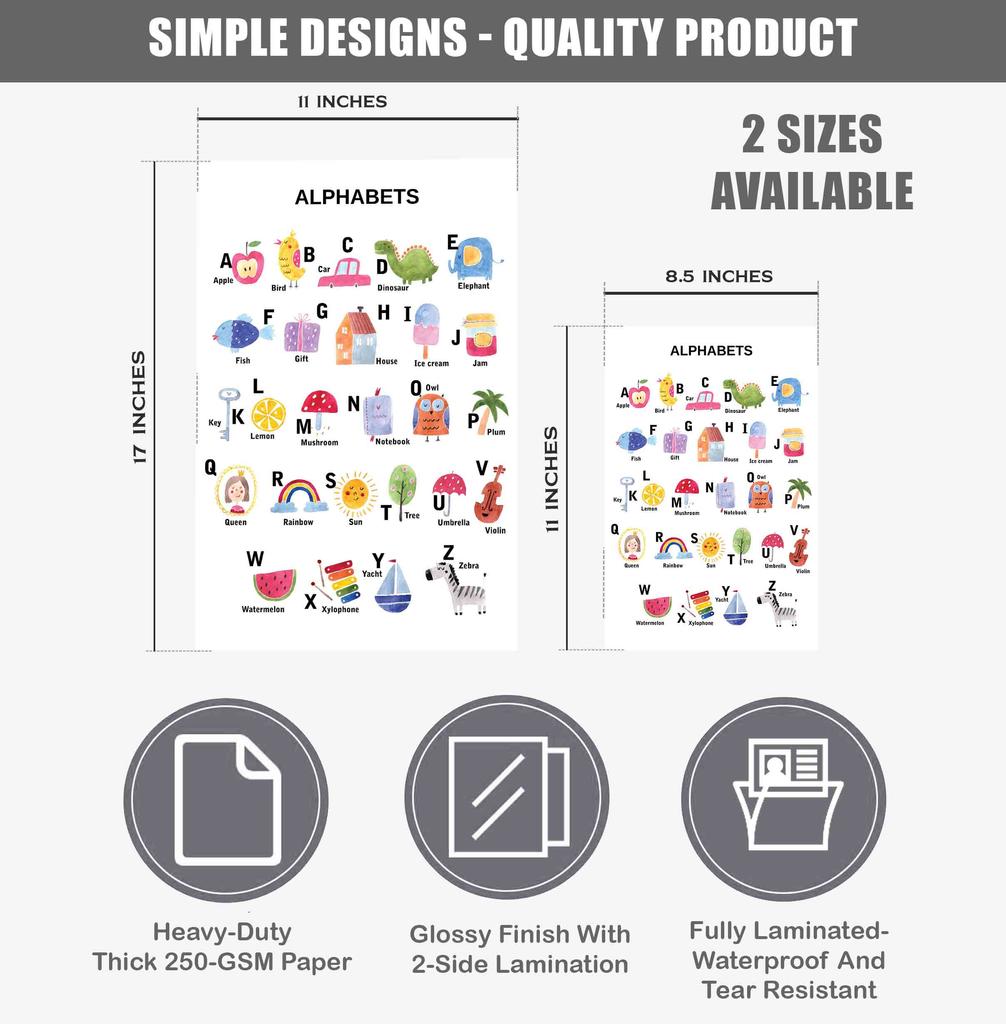 Traceease Educational Poster For Elementary School, Pack Of 25 Laminated Kids Learning Posters