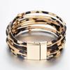 New Fashion Elegant Multilayer Leopard Leather Wrap Wide Bangles Bracelets for Women Jewelry Gifts