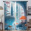 The Whale At the Bottom of the Sea Kitchen Curtains for Camera Partition Blackout Curtain for Room 2 Panel Shades Living Elegant