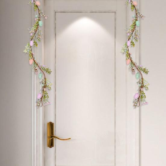 Yousheng Easter Wreath Decoration Artificial Easter Garland with Eggs And Berris for Spring Home Door Wall Window Decor