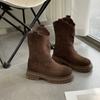 Fashion Solid Color Women's Boots Mid-calf Boots Women's Round Toe Thick Heel Autumn and Winter Ankle Boots Women's Shoes