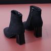 Heeled Ankle Boots for Women Autumn Winter Fleece-Lined Booties Trend 2025 Black Woman Short Shoes On Offer Large Size Warm Boot