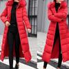 New Winter Jacket Ladies Warm Fashion Bow Belt Collar Long Dress Ladies Thick Coat
