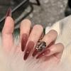 Halloween Nail Patch Dark Red Removable Nail Ruby Wearing Nail Patch Smudge Long Nail Diamond