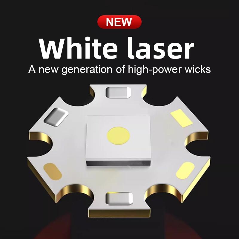 2024 New White Laser Flashlight Built-in Battery Rechargeable Torch Waterproof Outdoor Light Camping Lantern