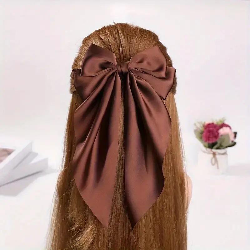 Woman New Bowknot Streamer Hairpin Chiffon Ribbon Barrette Bow Back Head Spring Clip Headwear Fashion Hair Accessories