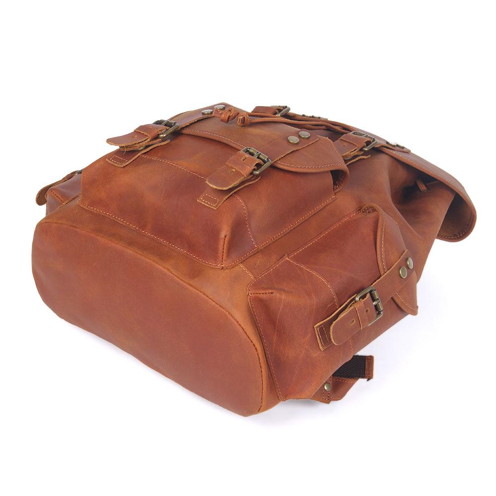 Retro Men's Large Capacity Genuine Leather Cowhide Backpack - Crazy Horse Travel & Motorcycle Bag