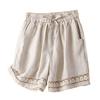Women's Loose Boho Summer Shorts Drawstring Comfy Elastic Waist Shorts High-Waisted Wide-Leg Hollow Floral Lace Shorts