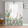 Spring Plant Flowers Tulle Curtains for Living Room Bedroom Sheer Curtain for Balcony Hall Fashion Printed Home Drapes