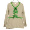Long Sleeve Knit S Beige Front Ribbon Women Used