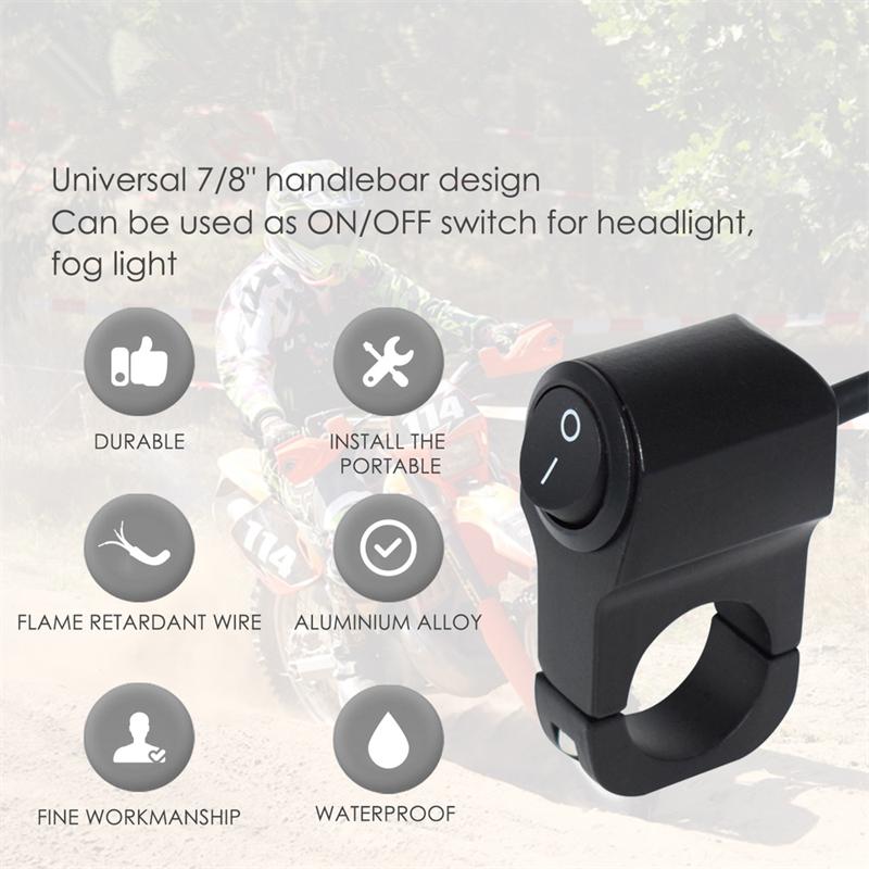 12V 10A Universal Switch Motorcycle Handlebar Headlight Fog Spot Light Waterproof On Off Switch