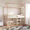VidaXL Bunk Bed with Ladder and Roof 90x200 Cm Solid Pine Wood, Mid Sleeper Bed, Loft Bed with Ladder, Bed 3282144