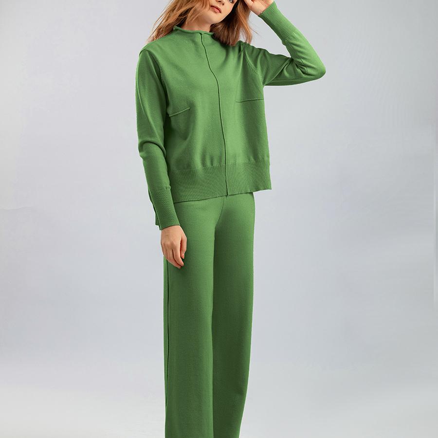 Knitted Sweater Two Piece Suit Women Autumn and Winter Loose Casual Wide Leg Pants Suit