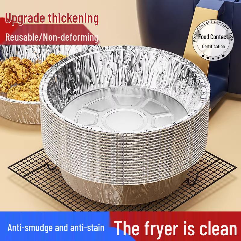 Household Aluminum Foil Round Baking Pan and Bowl for Air Fryer & Oven