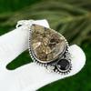 925 Sterling Silver Turritella Agate Gemstone Spinel Bezel Ethnic Sister Pendant