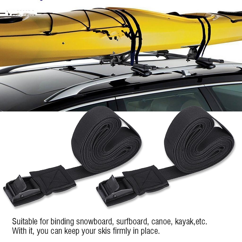 2pcs Set Outdoor Lashing Tie Surfboard Kayak Roof Rack Cam Buckle Lock Tie Down Strap Top Rack