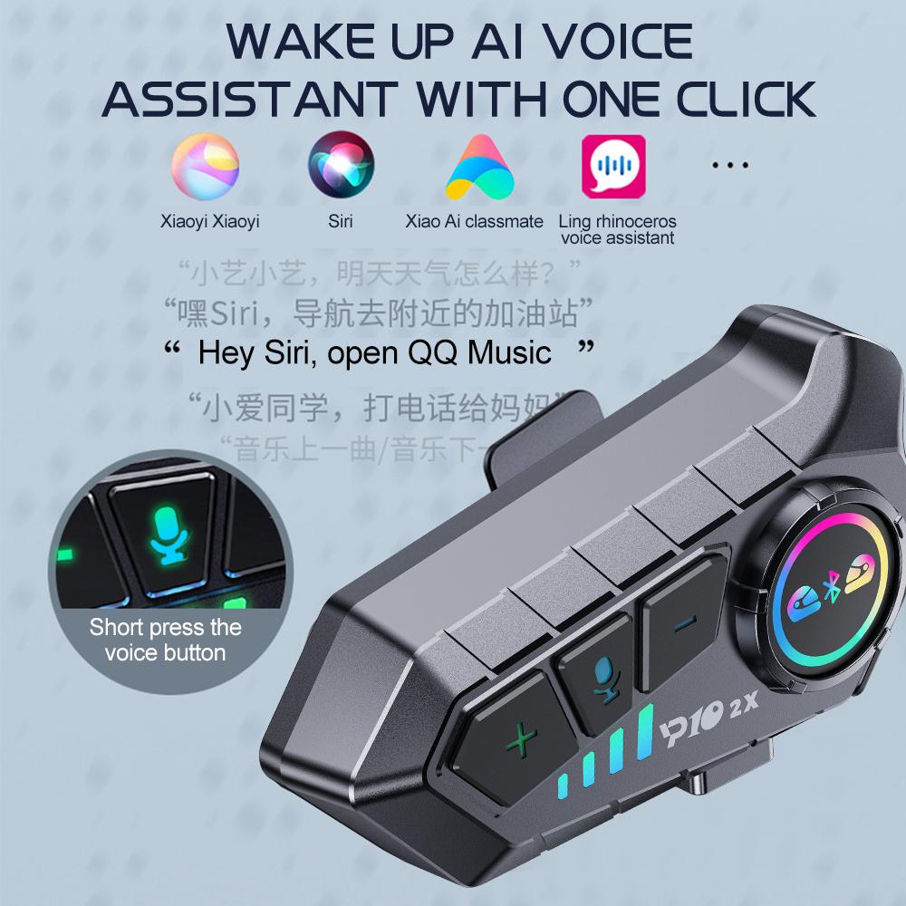 KEBIDUMEI 1/2x Motorcycle Intercom Headset Helmet For 2 Riders Intercommunicator Moto 300M Waterproof Music Sharing Interphone