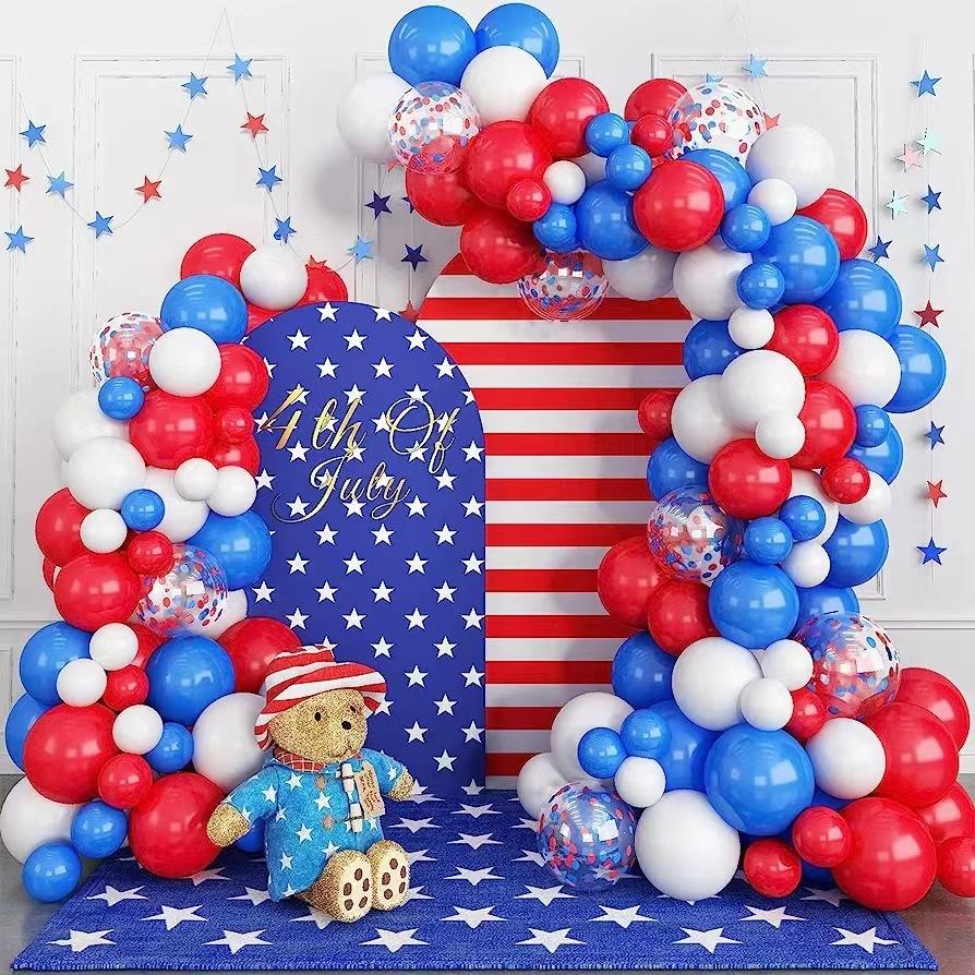 Independence Day Red And Blue Sequined Balloon Set, Independence Day Party Atmosphere Background Balloon Decoration