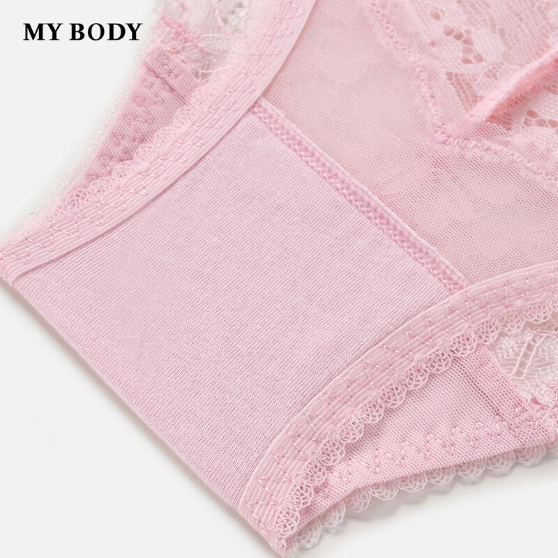 Mybody Women's Breathable Lace V-Waist Low-Rise Briefs