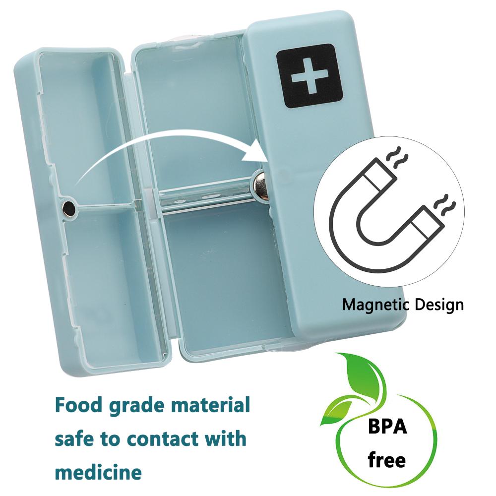 7 Compartments Portable With Dual Lid Pill Case Box Folding Weekly Pill Organizer