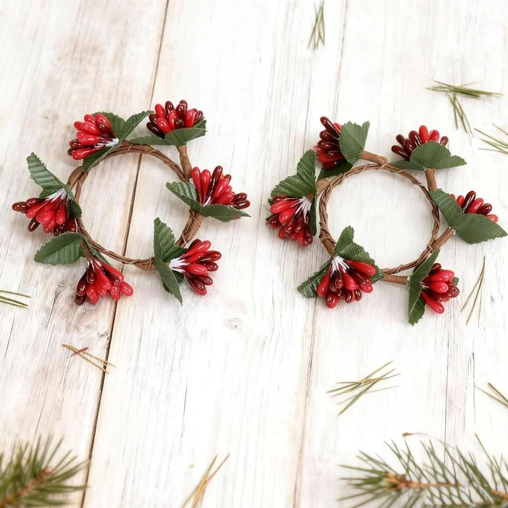 Rings, Red Berry Wreaths, Christmas Decoration Needle Napkin Rings