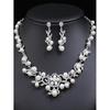 3pcs Women's Jewelry Set, Alloy Pearls, Rhinestones, Flower Necklaces, Earrings, Evening Dress Accessories
