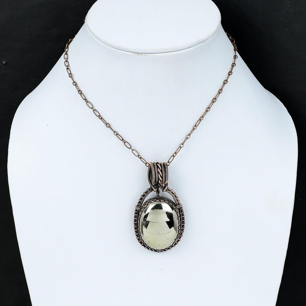 Apache Pyrite Pendant Copper Wire Wrapped Pendant Handmade Wire Wrap Jewelry Genuine Gemstone Pendant Beautiful Copper Jewelry Gift For Her