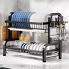 Dish Drying Rack 2-Tier Compact Kitchen Dish Rack Drainboard Set Large Rust-Proof Dish Drainer with Utensil Holder